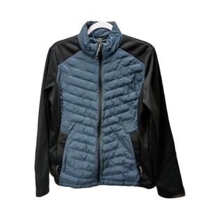 Women’s Blue/Green Cozy Fitted Puffer Jacket Slim Profile/y2K/Lightweight/Wm M